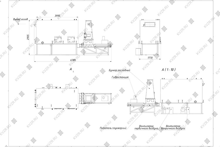 Чертеж котла 1500 кВт на щепе